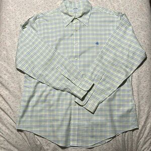 Brooks Brothers Button Up Shirt Size XL, Yellow/Blue/Green plaid.